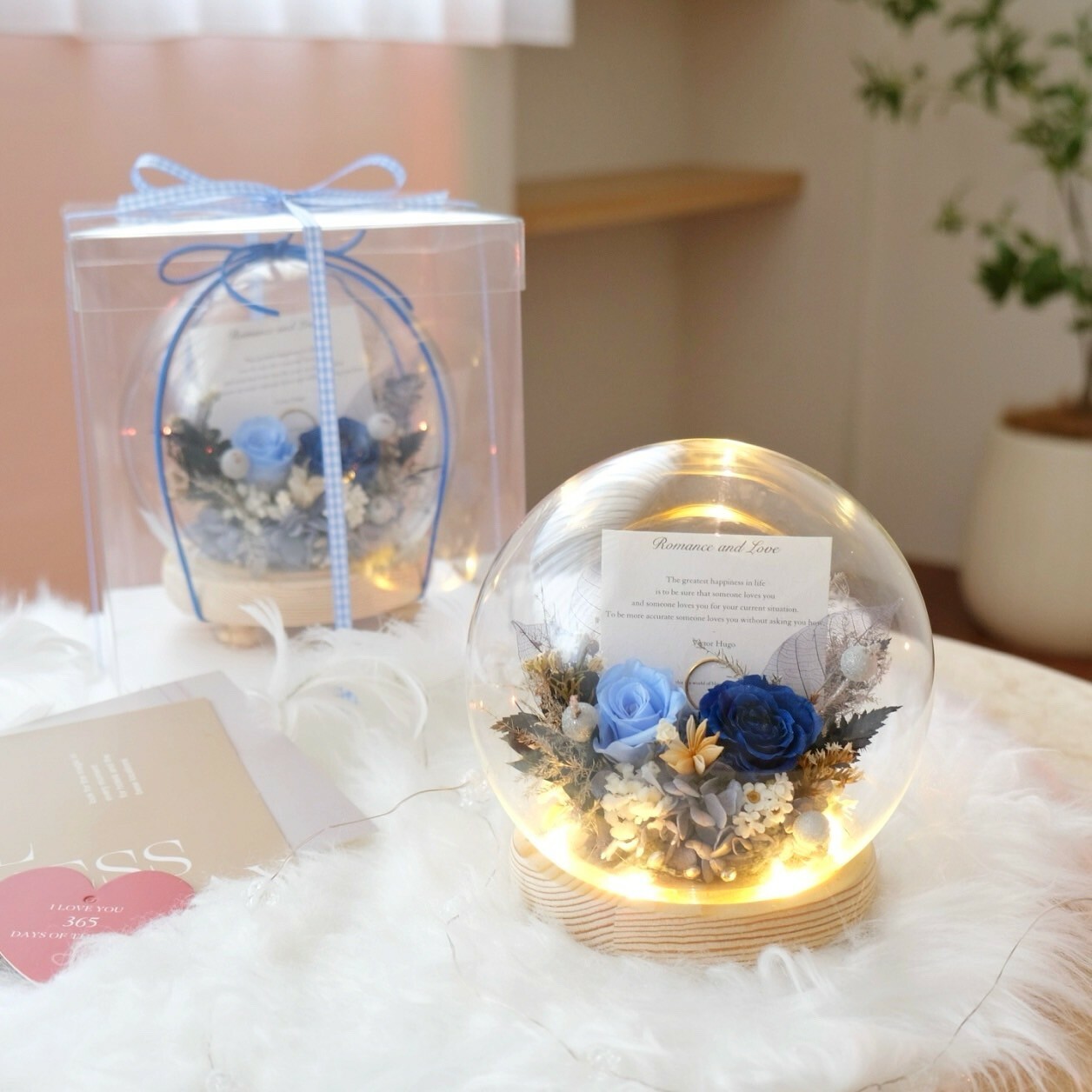 15公分圓球玻璃罩 / 寶藍 ＆ 藍色系（可放照片）