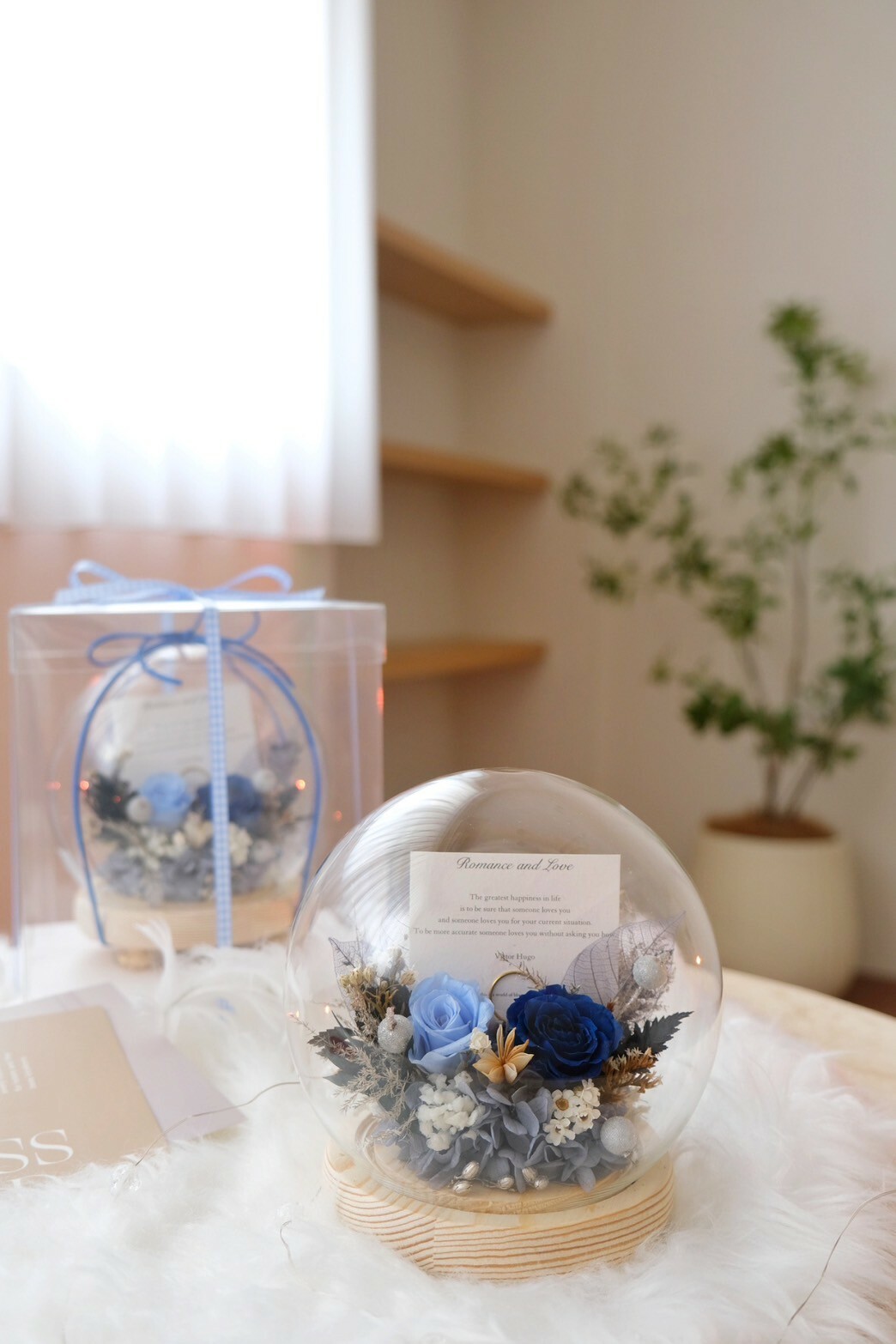 15公分圓球玻璃罩 / 寶藍 ＆ 藍色系（可放照片）