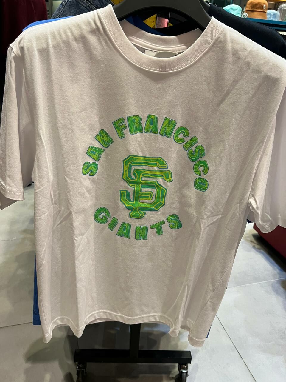 [K] MLB WHITE BASIC FLUORESCENT MARKER SAN FRANCISCO GIANTS OVERFIT S/S T-SHIRT, 3ATS63023K0001-14WHS (KMLB25)