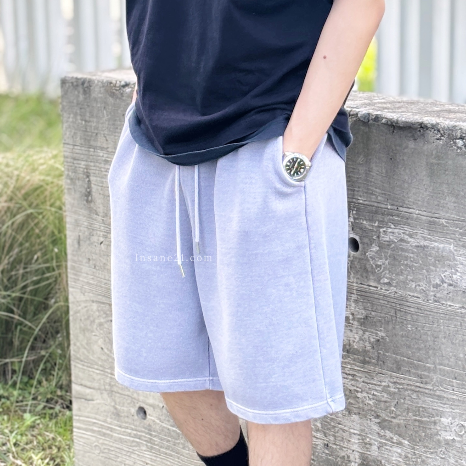 正韓 URBAN 抽繩水洗短褲 做舊感 韓國 春夏服飾 厚磅 鬆緊