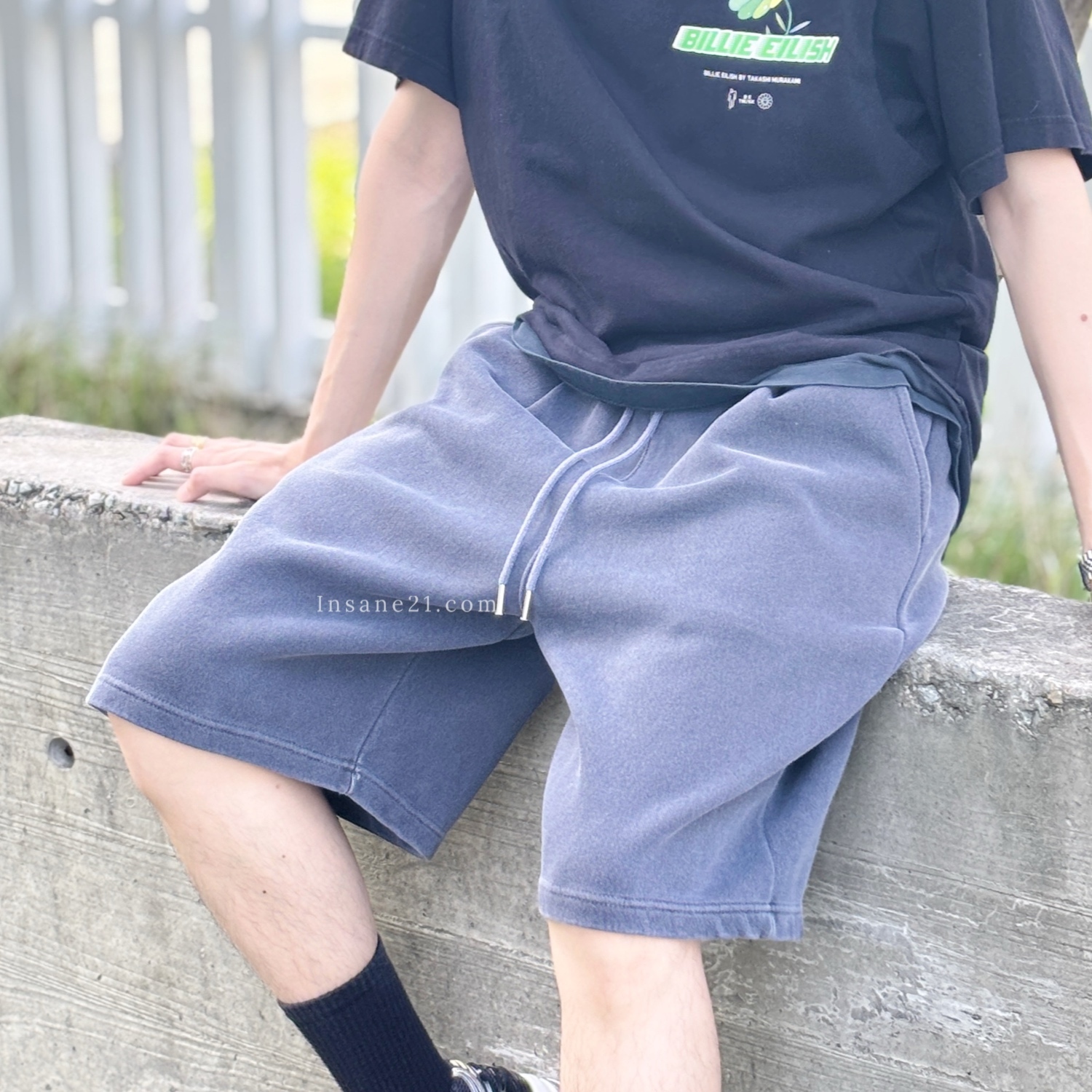 正韓 URBAN 抽繩水洗短褲 做舊感 韓國 春夏服飾 厚磅 鬆緊