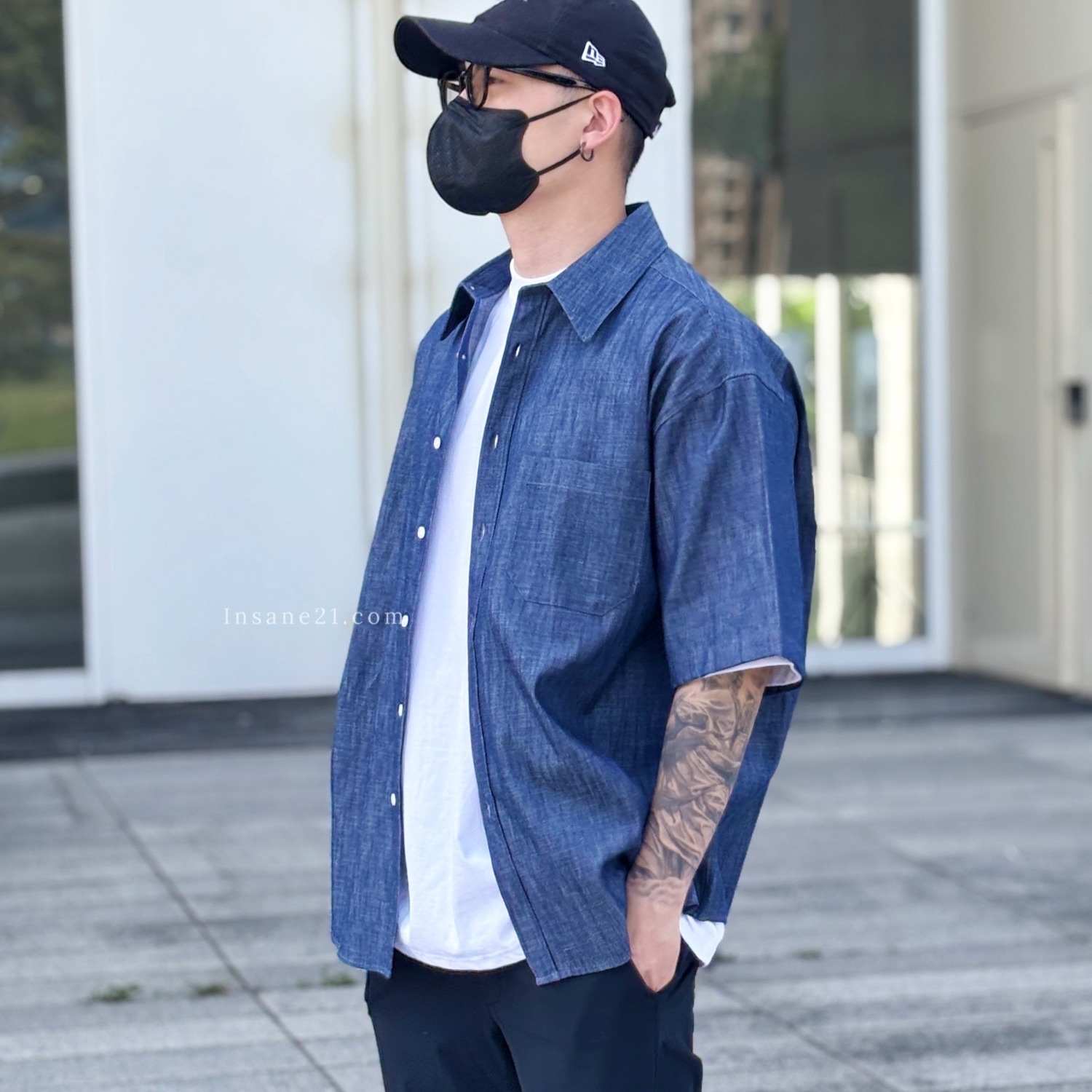 正韓 URBAN 牛仔襯衫 短袖 上衣 兩穿 春夏服飾