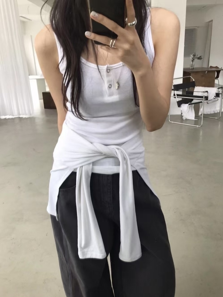 soft draped cotton vest with tie waist