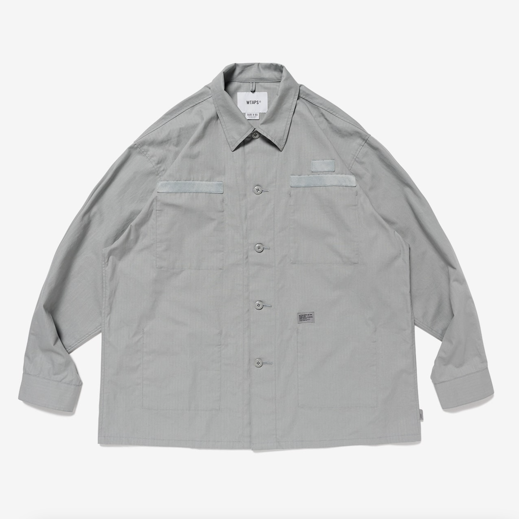 -(B4b01)-WTAPS JMOD 01 / LS / COTTON. RIPSTOP 防撕裂棉質 長袖 襯衫 內襯口袋  灰色-251WVDT-SHM01