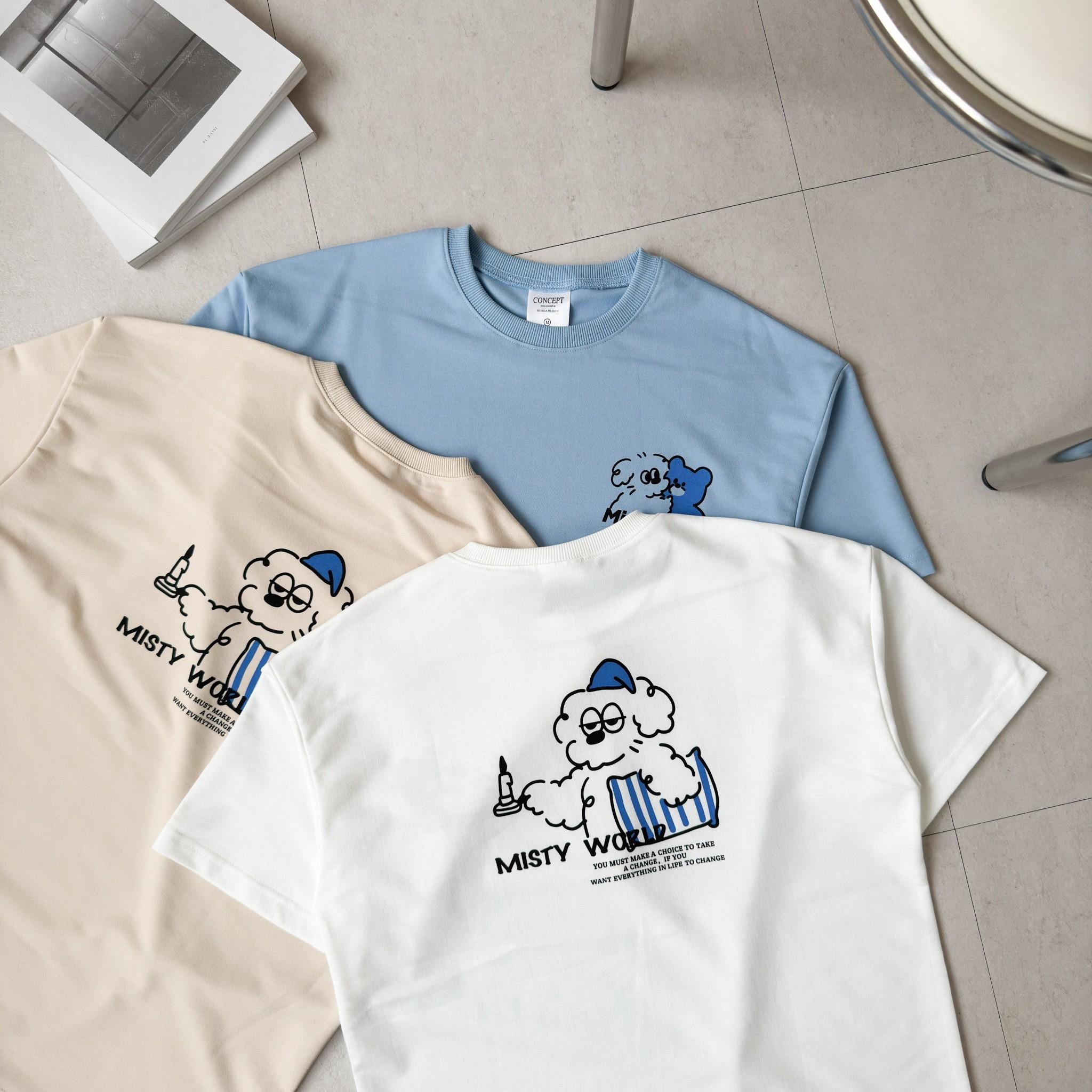 韓國短袖 MISTY WORLD 狗狗&熊印花短T 80862