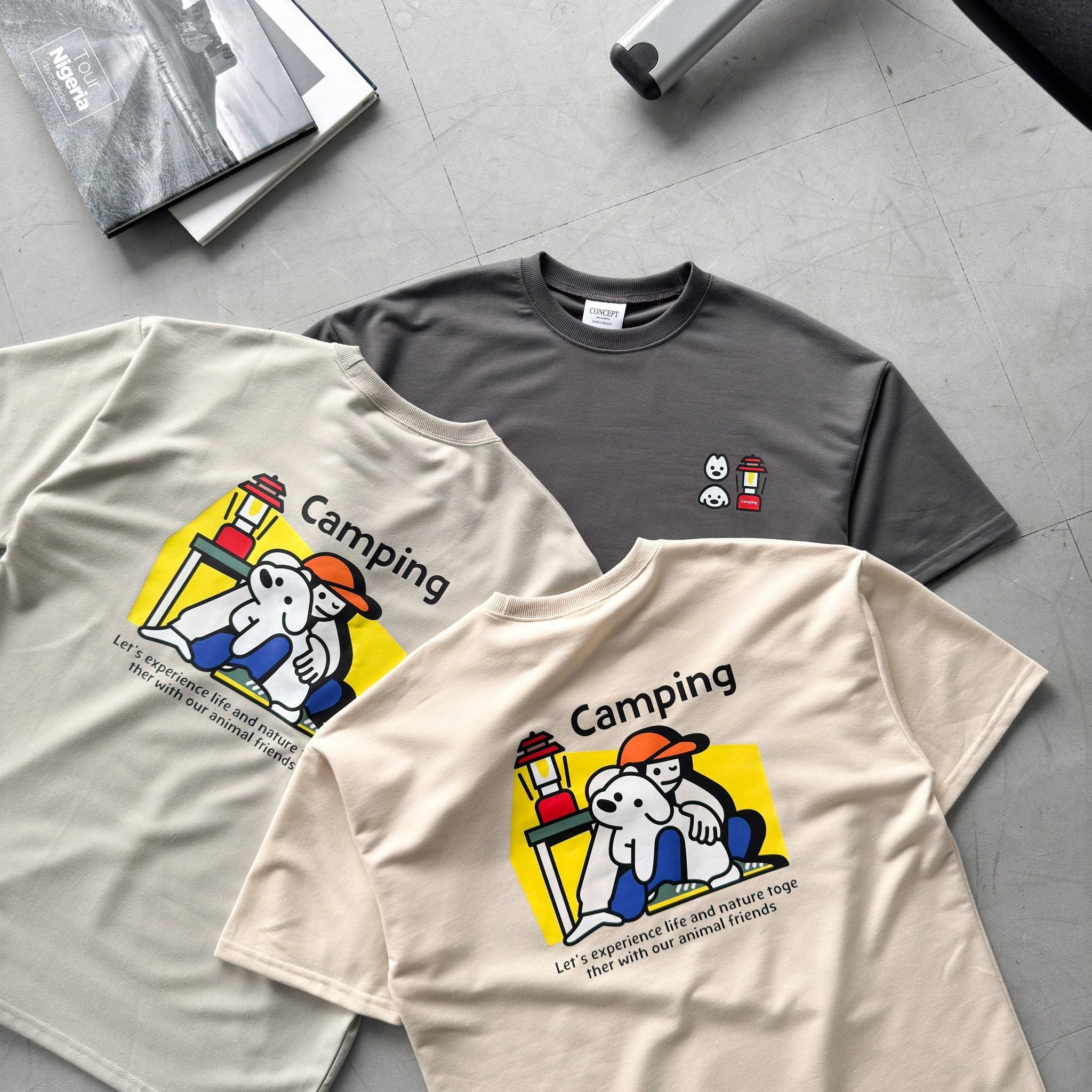 韓國短袖 Camping 男孩與狗印花短T 80871