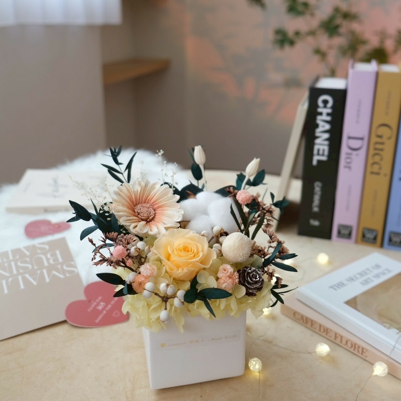 方型永生小盆花 太陽