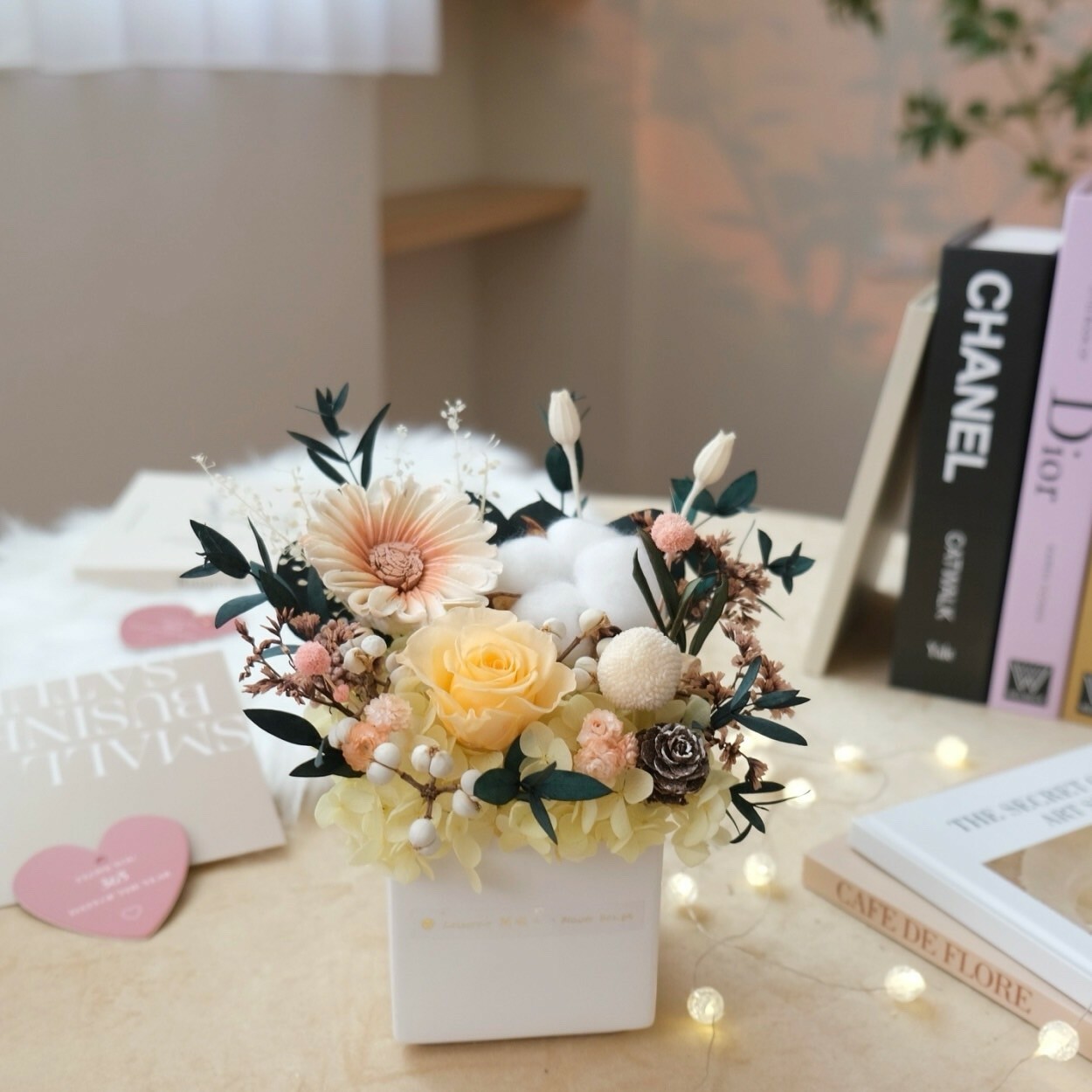 方型永生小盆花 太陽