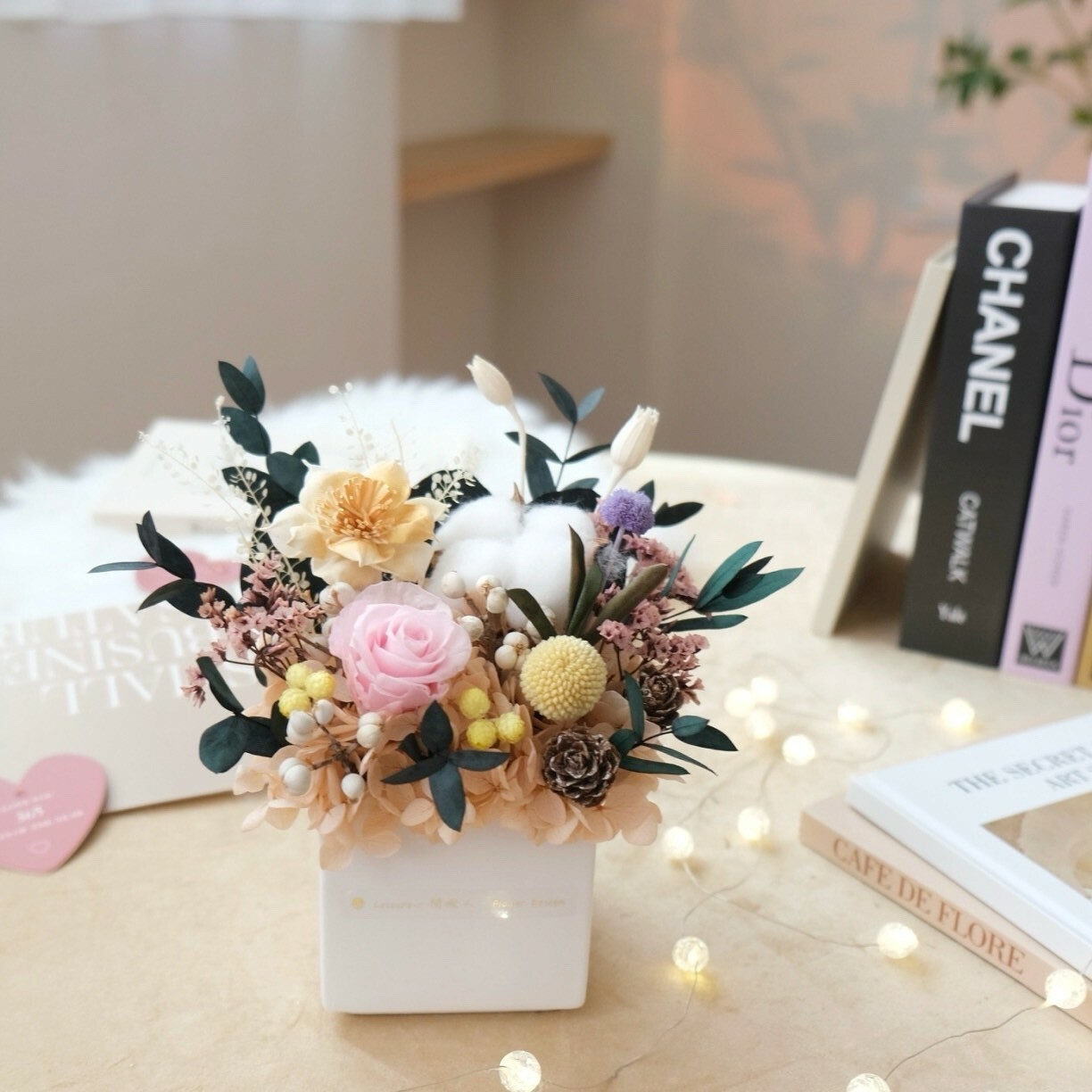 方型永生小盆花 糖果