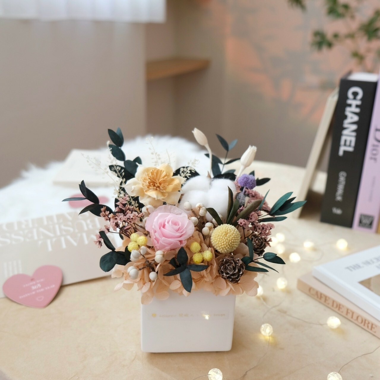 方型永生小盆花 糖果