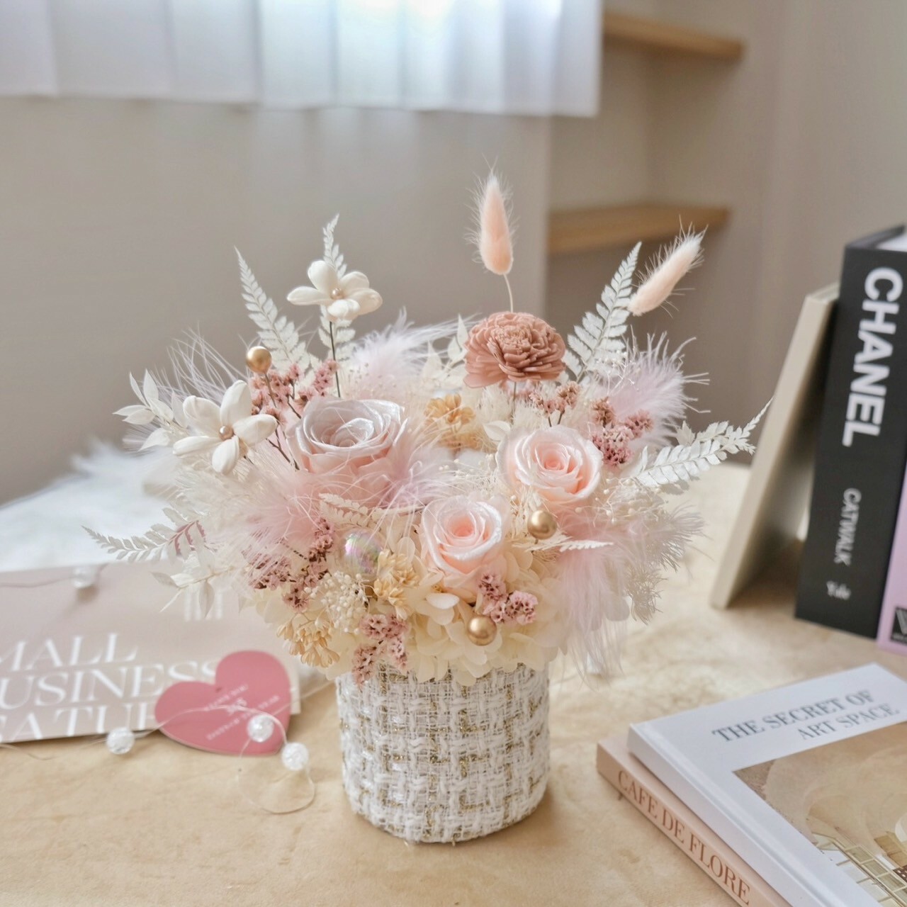 珠光色系 小香風天使永生盆花