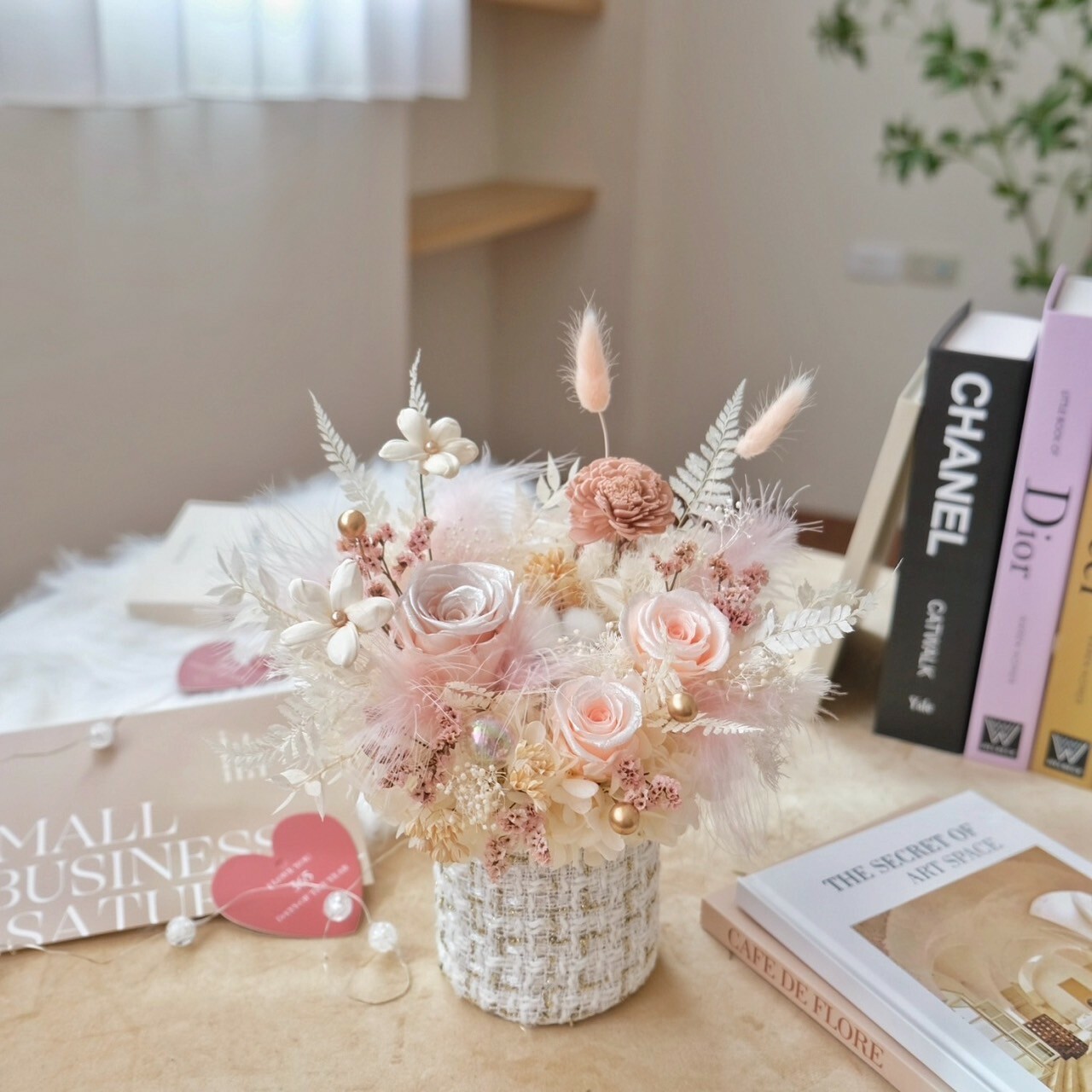 珠光色系 小香風天使永生盆花