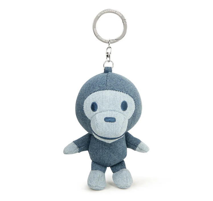 2025SS BAPE A BATHING APE BABY MILO PLUSH DENIM DOLL KEYCHAIN 丹寧 牛仔 鑰匙圈 小猴子 現貨 AK70182311