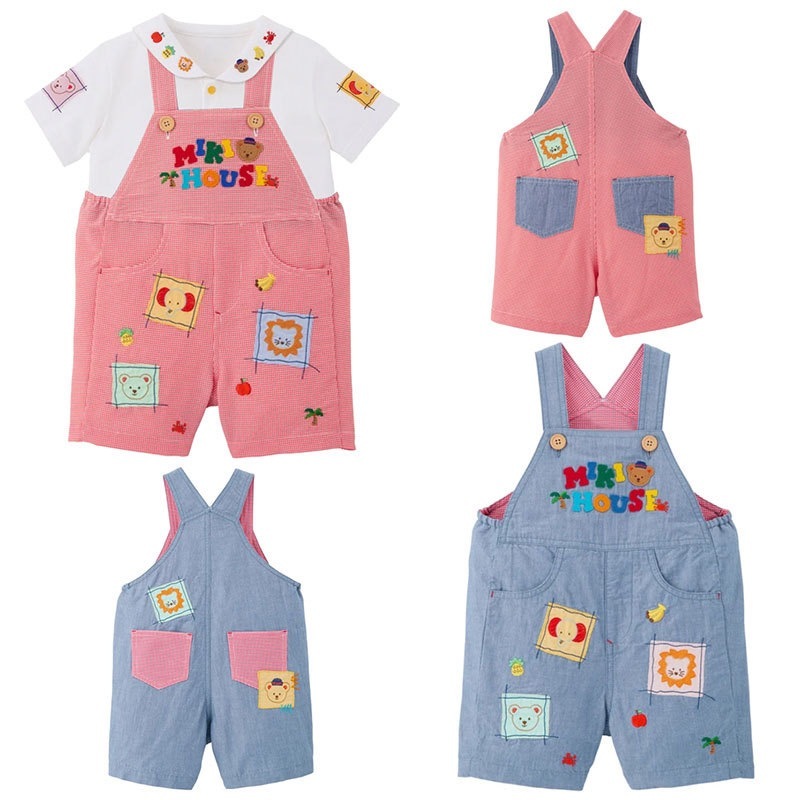 🐻𝐌𝐢𝐤𝐢 𝐇𝐨𝐮𝐬𝐞 小熊動物園布貼刺繡背帶褲