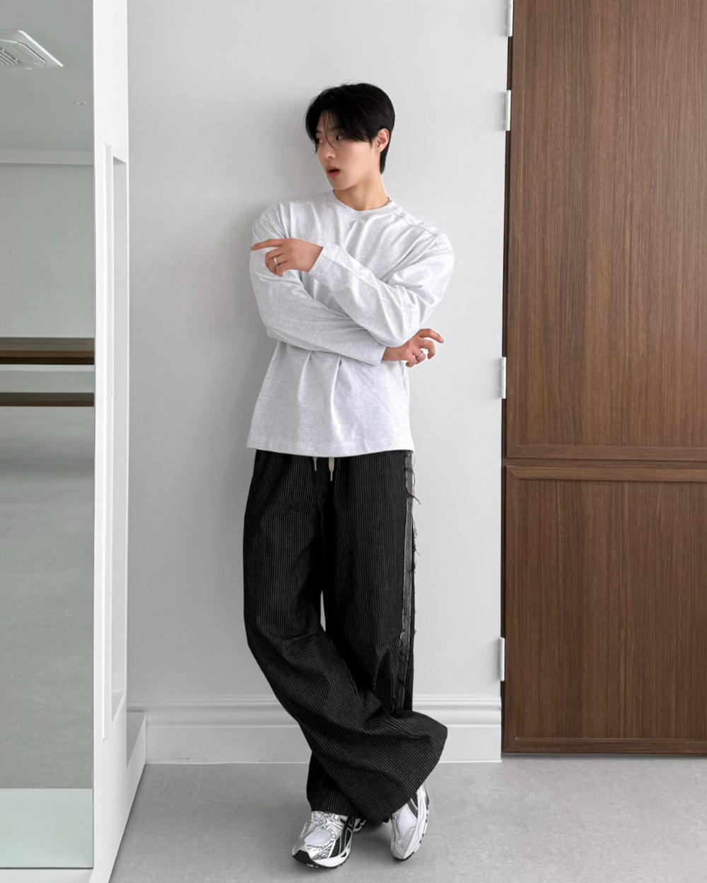 條紋Dekki綁帶牛仔褲