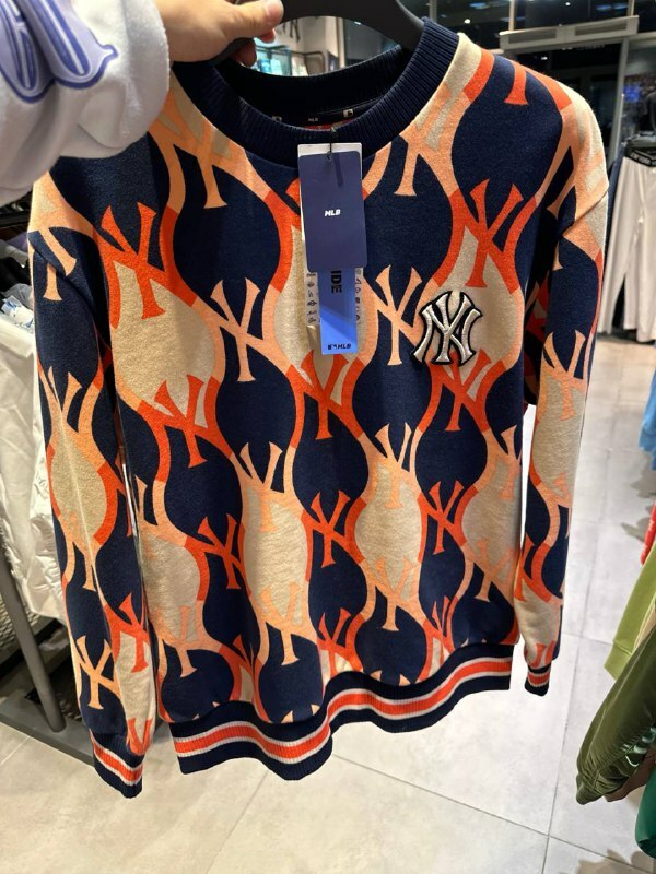 [K] MLB NAVY ARGYLE MONOGRAM NY YANKEES SWEATSHIRT, 3AMTY0124K0001-50NYD (KMLB145)