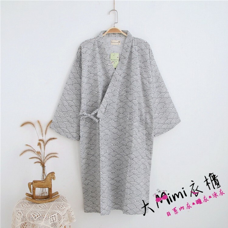 灰色海波和服浴衣