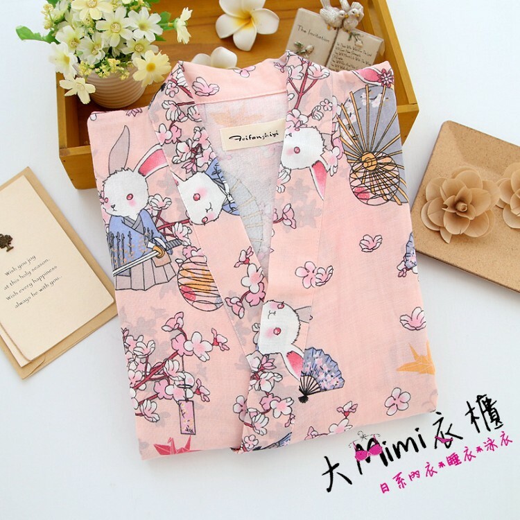 粉色祈願兔和服浴衣