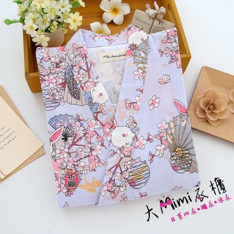 紫色祈禱兔和服浴衣