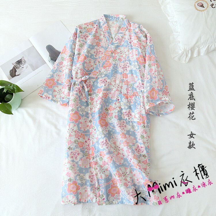 藍底櫻花和服浴衣