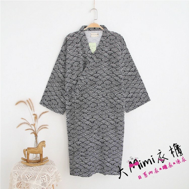 黑色海波和服浴衣