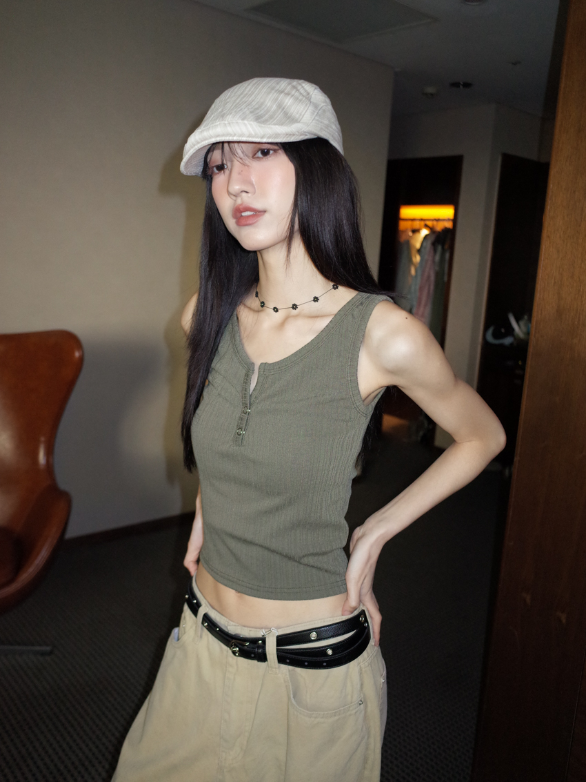 (5colors!) vertical ribbed everyday tank top