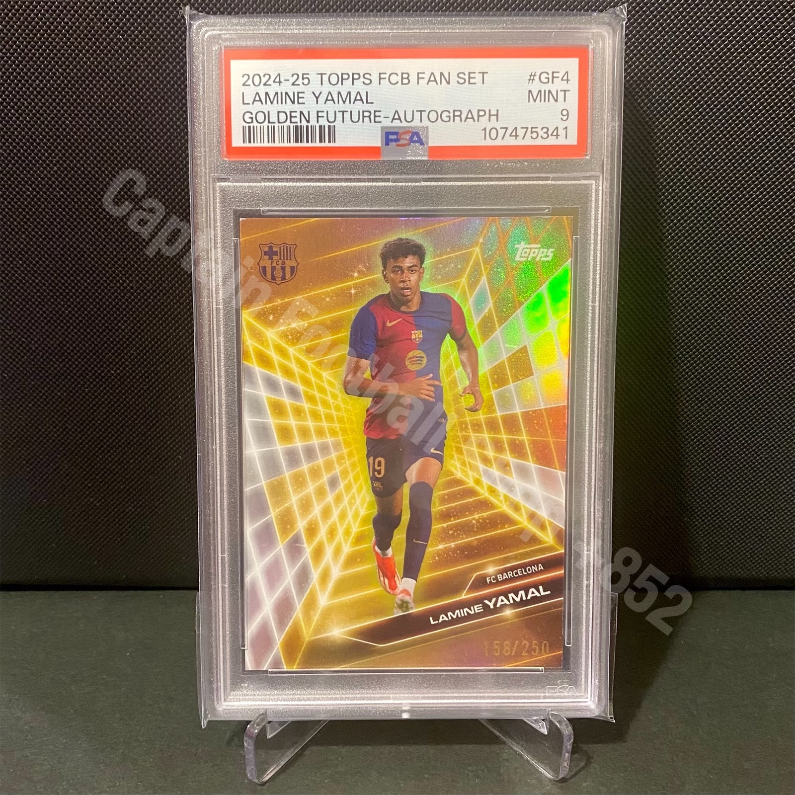 2024-2025 Topps FC Barcelona Fan Set Lamine Yamal Golden Future Card 158/250 PSA 9