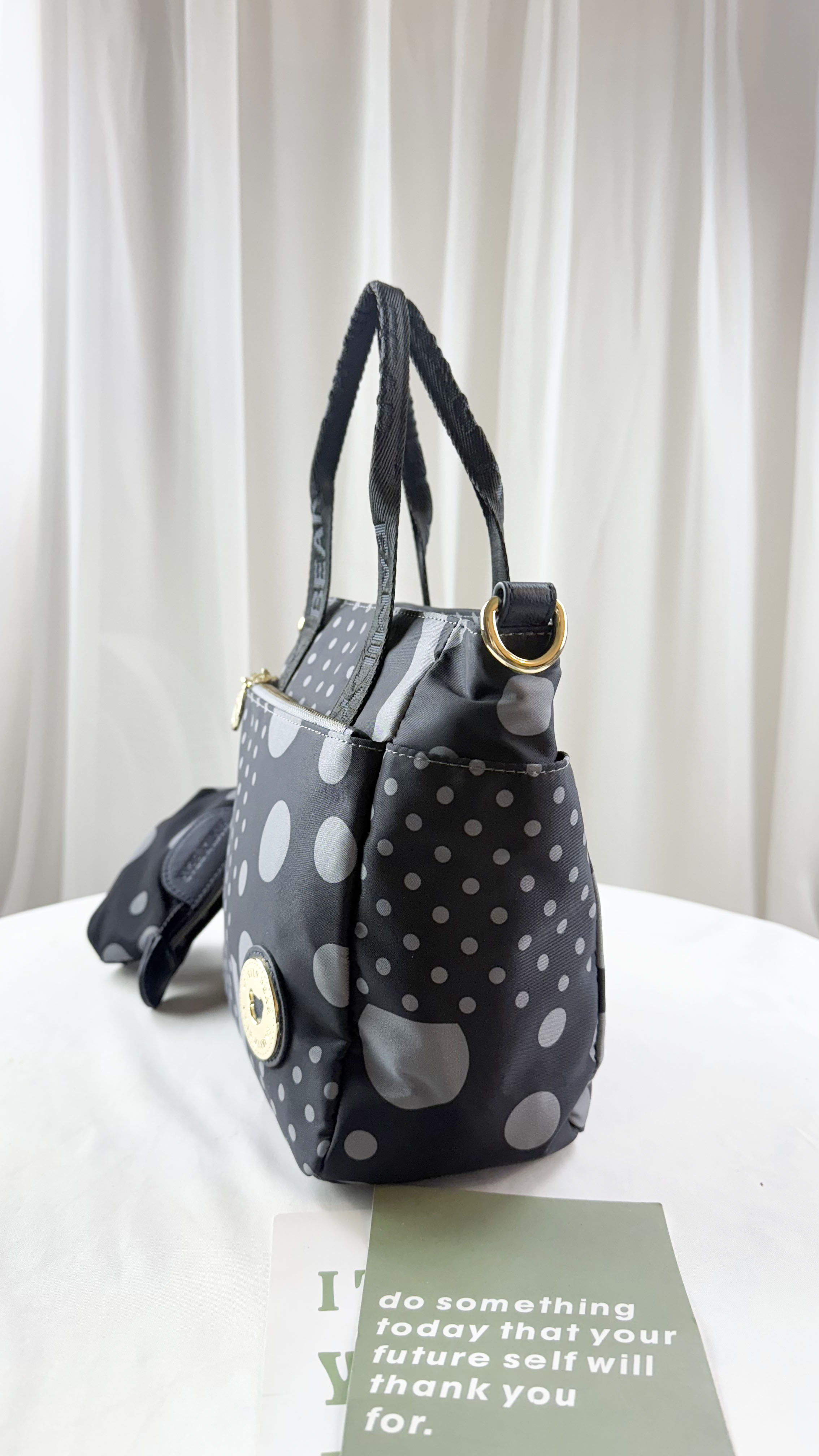 FamilyBear 灰點點防潑水手提包 / 側背包   #2875