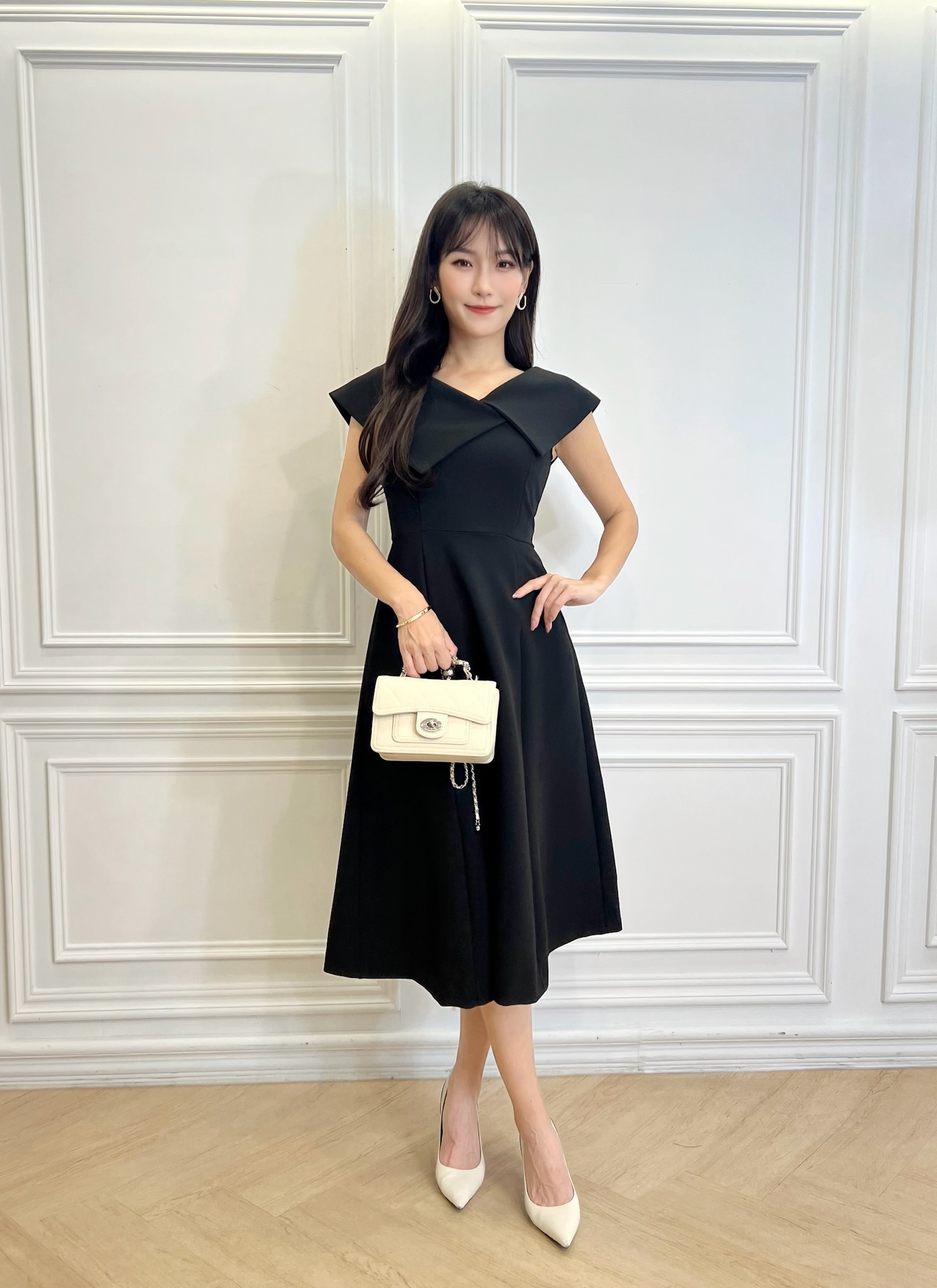 交錯大翻領背心傘洋