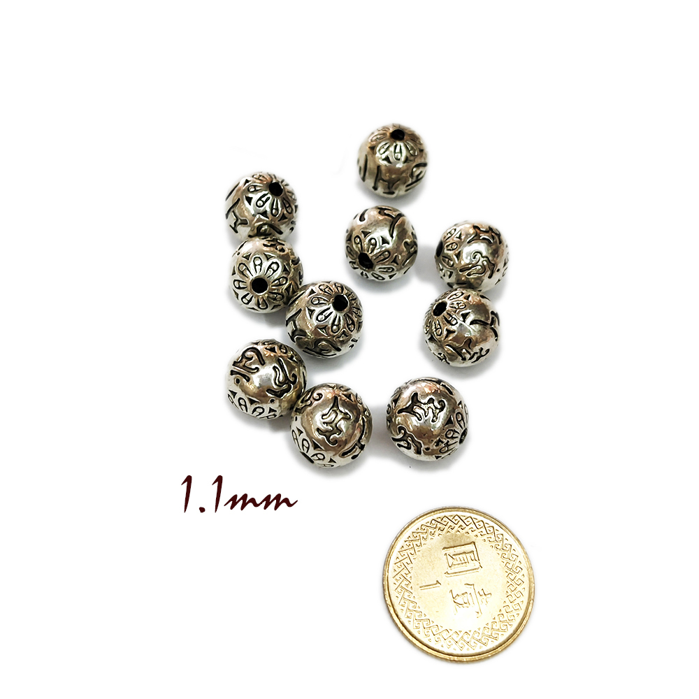 六字真言{藏銀}圓珠 2個【十方】154763