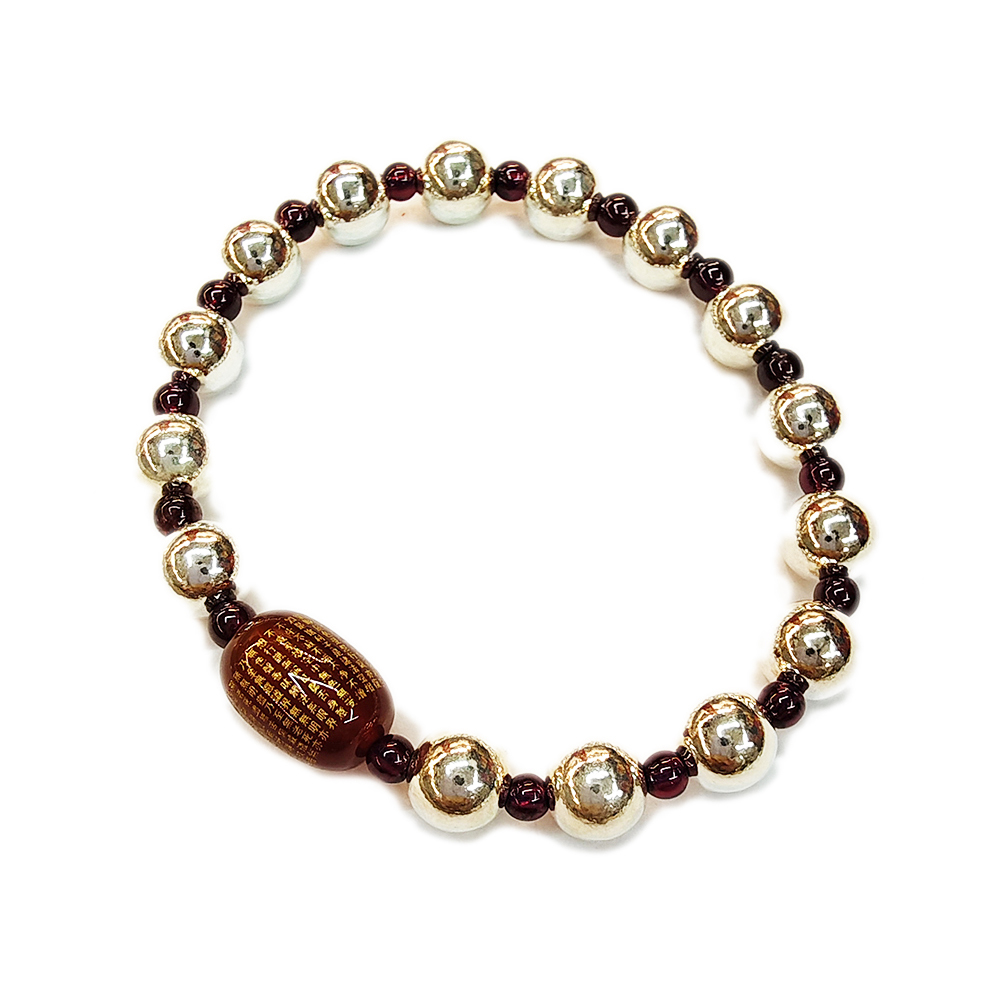 心經豪雕{紅玉髓}&銀珠{925純銀}手珠【十方】154767