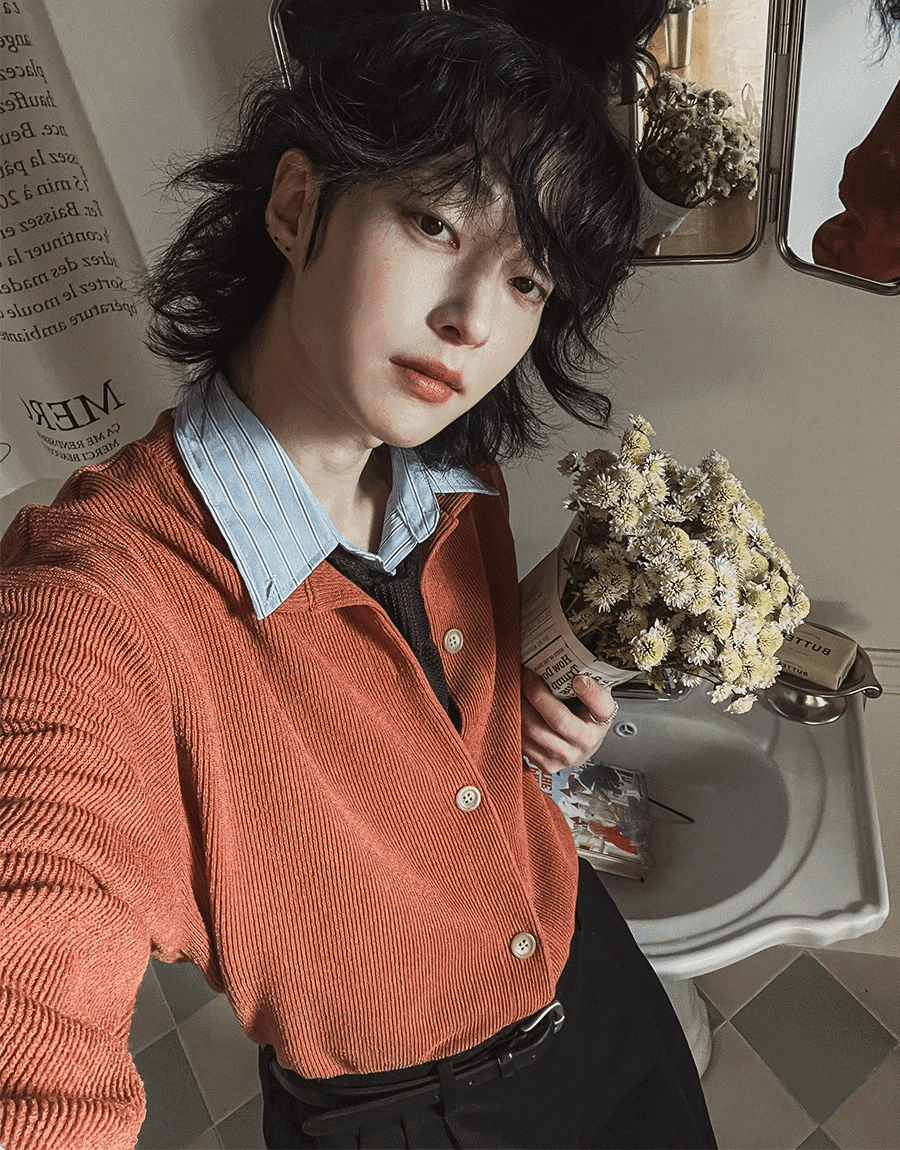 Mobis 圓領針織開襟衫