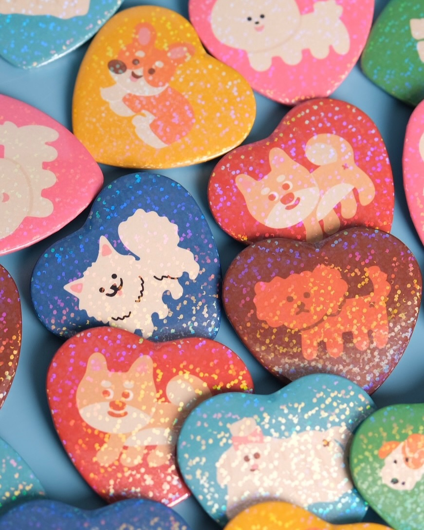 狗狗 雷射愛心徽章 別針｜ 微醺斑比