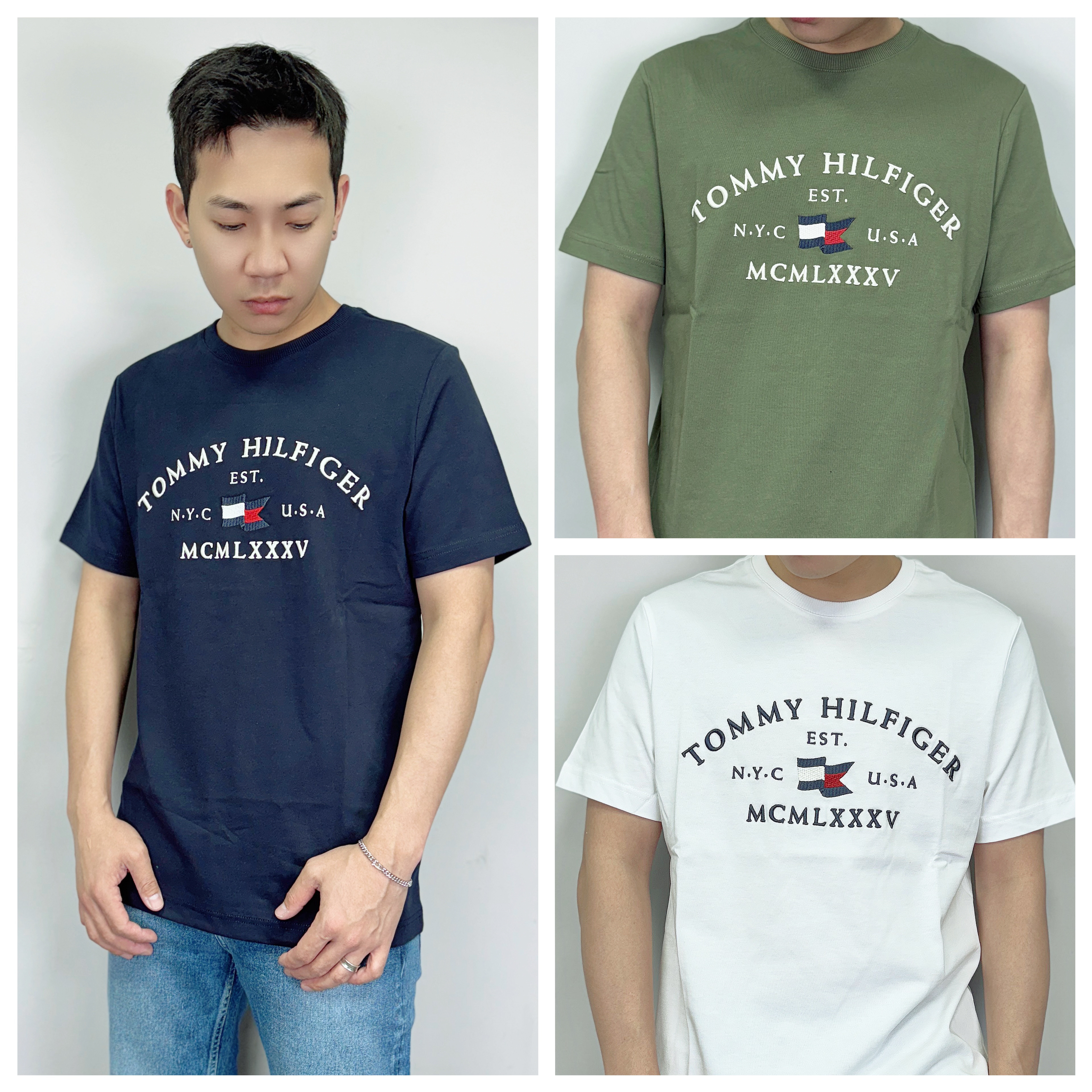 Tommy Hilfiger 立體電繡圓弧字母國旗 厚磅 短袖上衣 短T