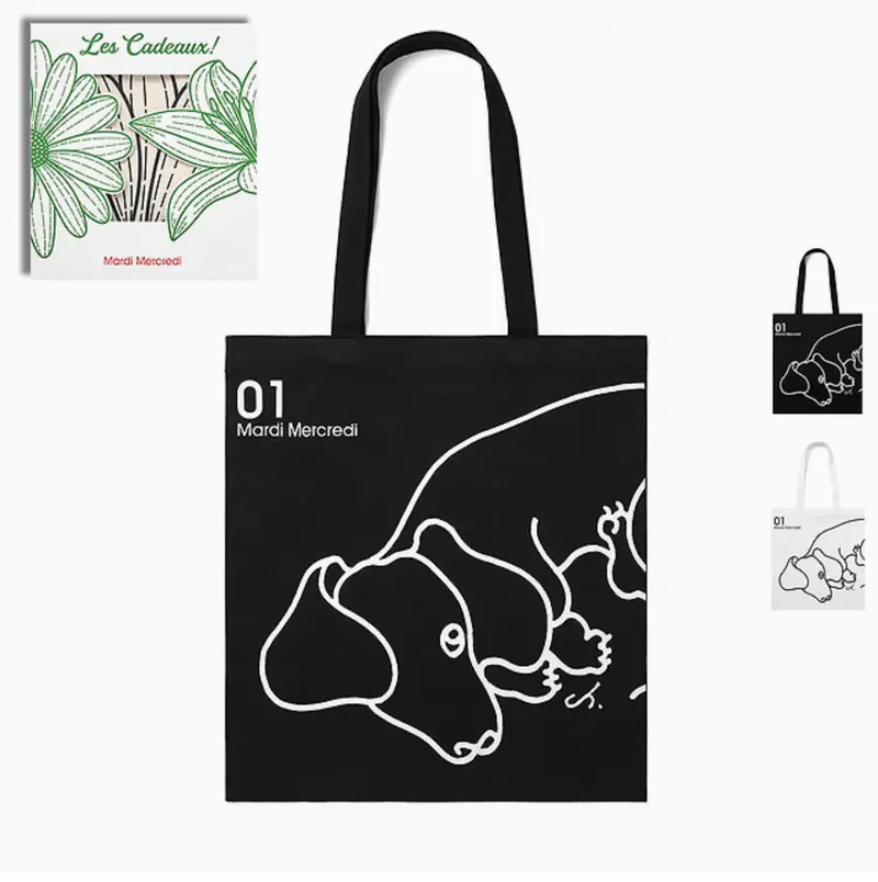 預 購 產 品【預計四月底到港】丨韓國Mardi Mercredi CANVAS BAG Ddanji 臘腸狗圖案 黑白兩色