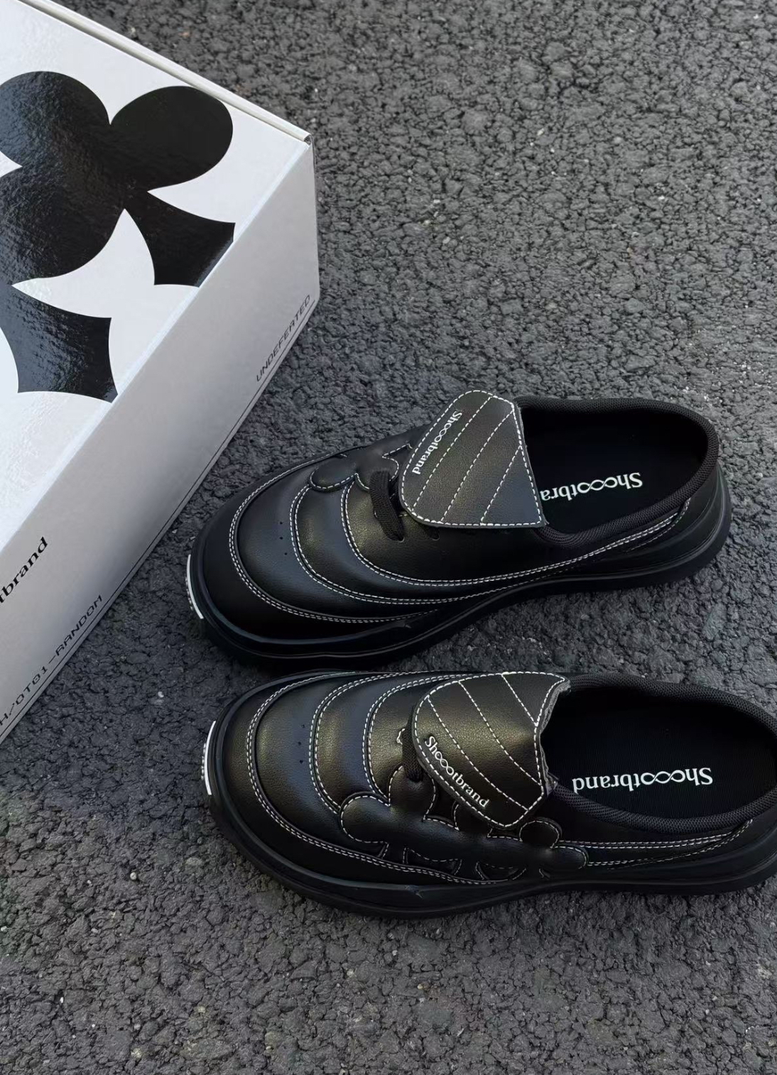 Shoot Brand Random 半拖勃肯鞋 黑色 皮革 厚底 復古/預購