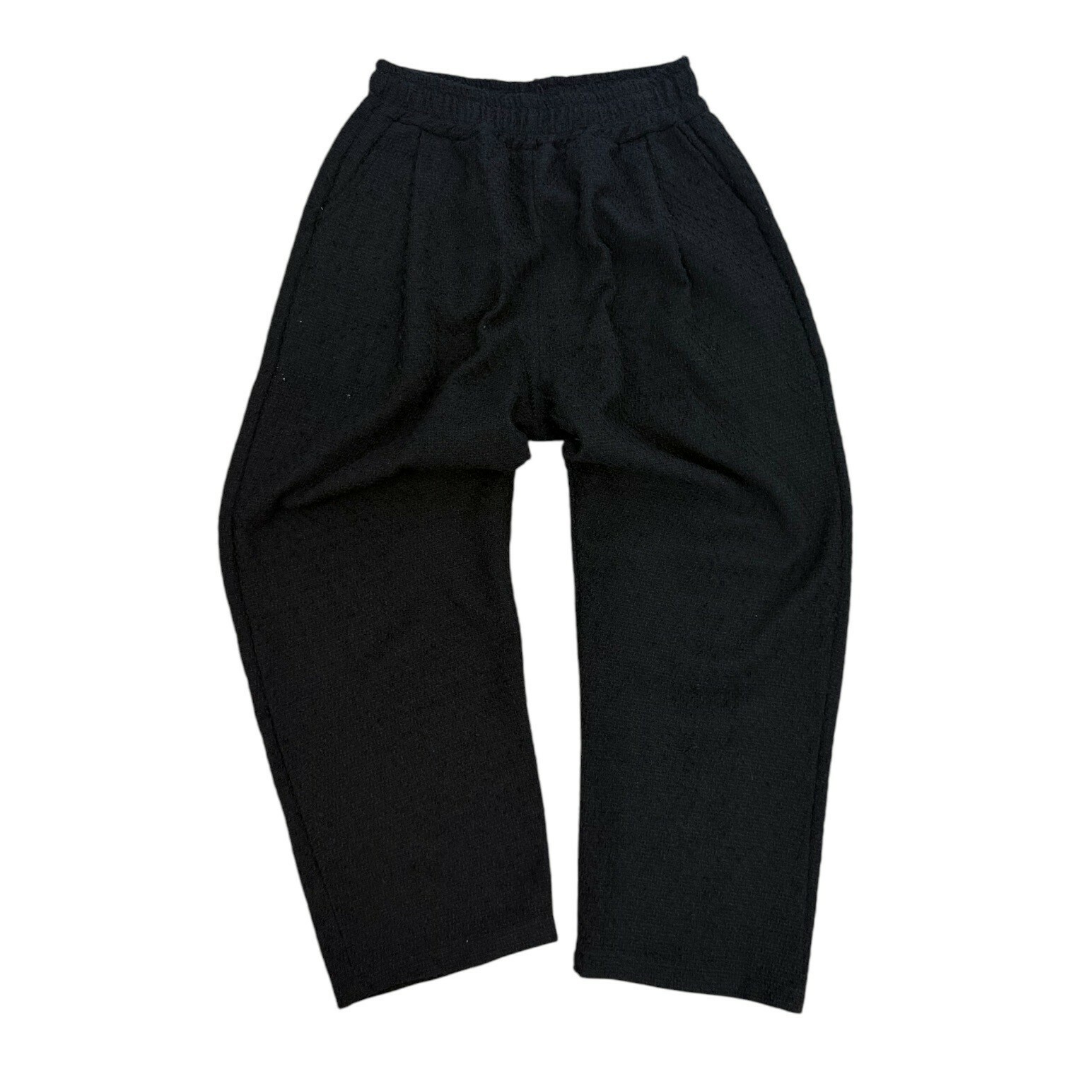 黑色針織寬鬆棉褲