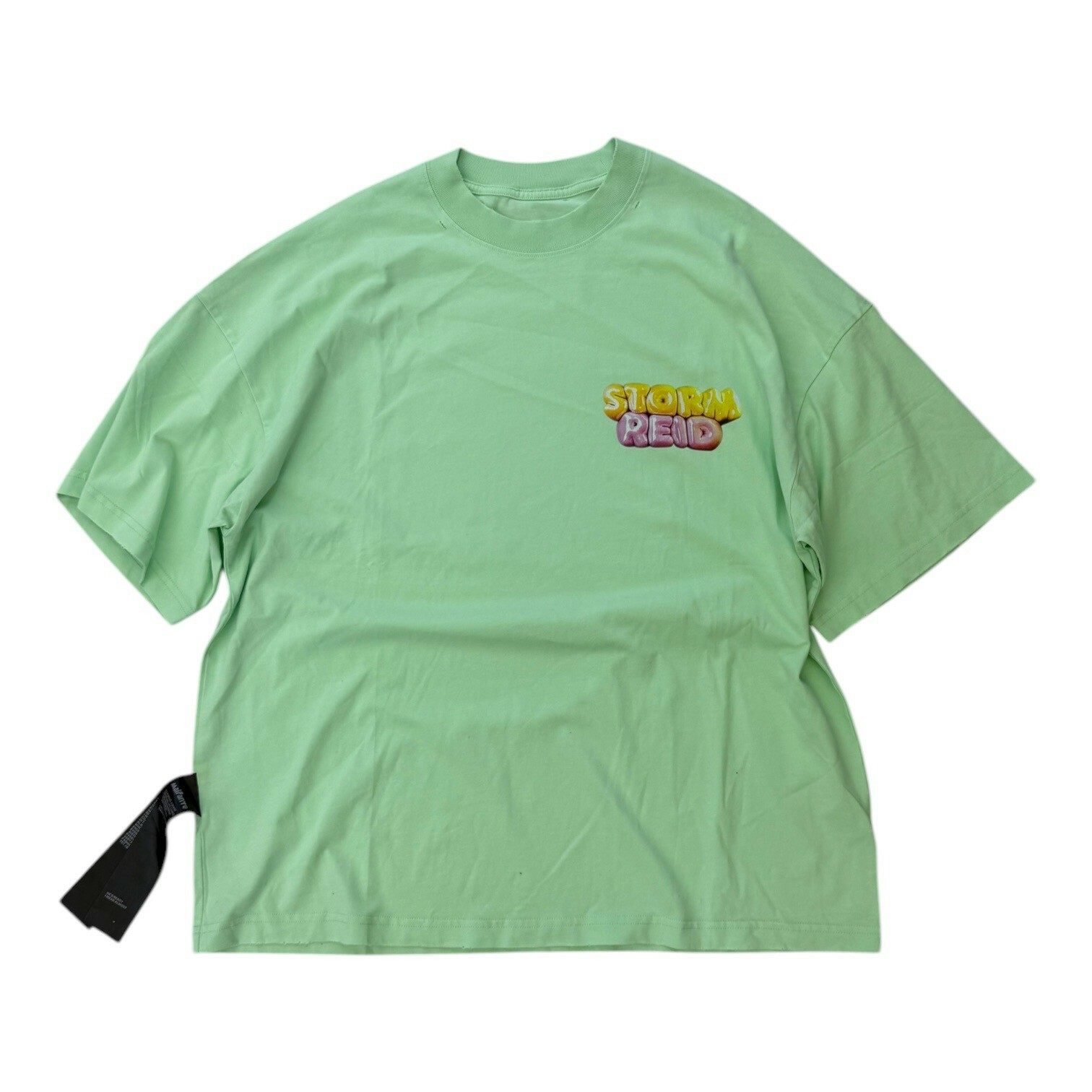 初春薄荷綠美式字母logo背面印花短tee