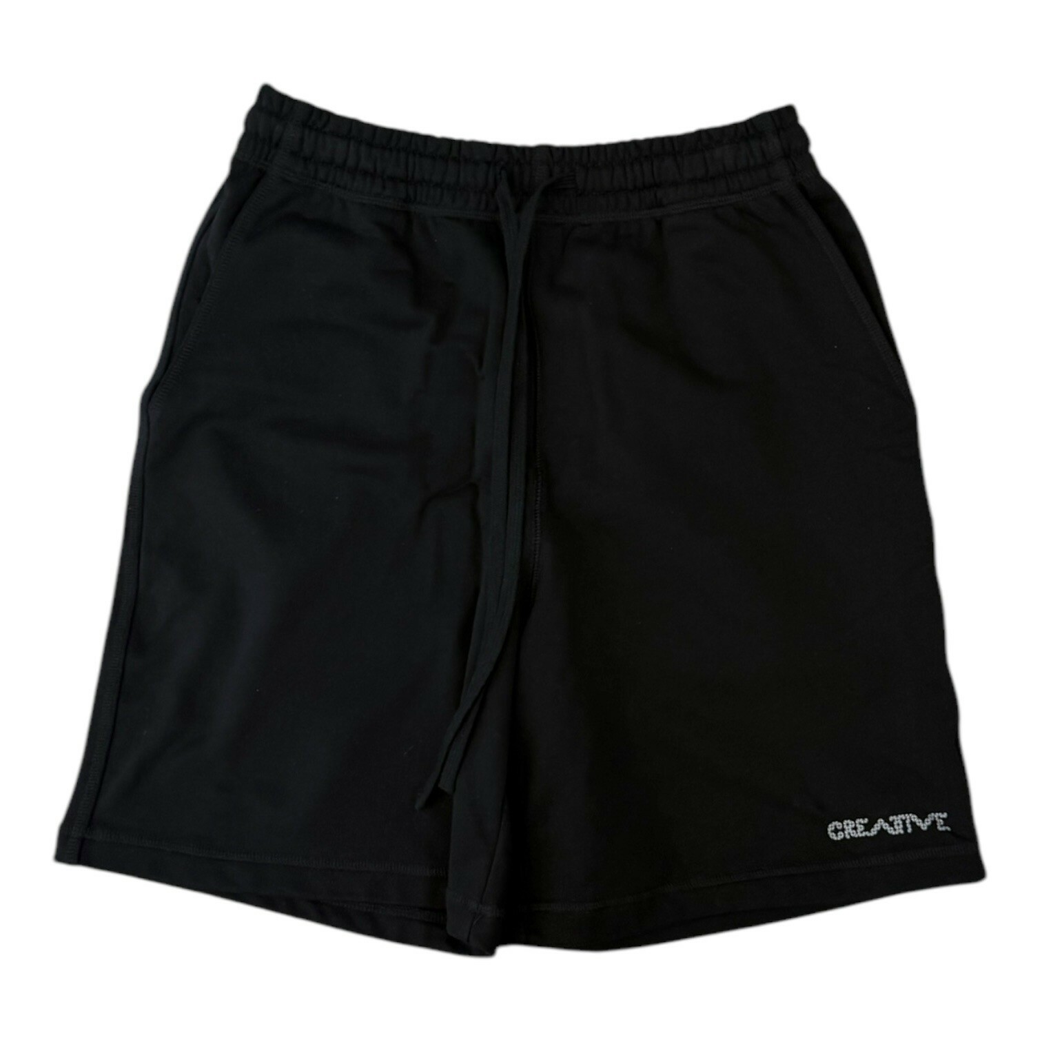 黑色抽繩鬆緊字母LOGO夏季短褲