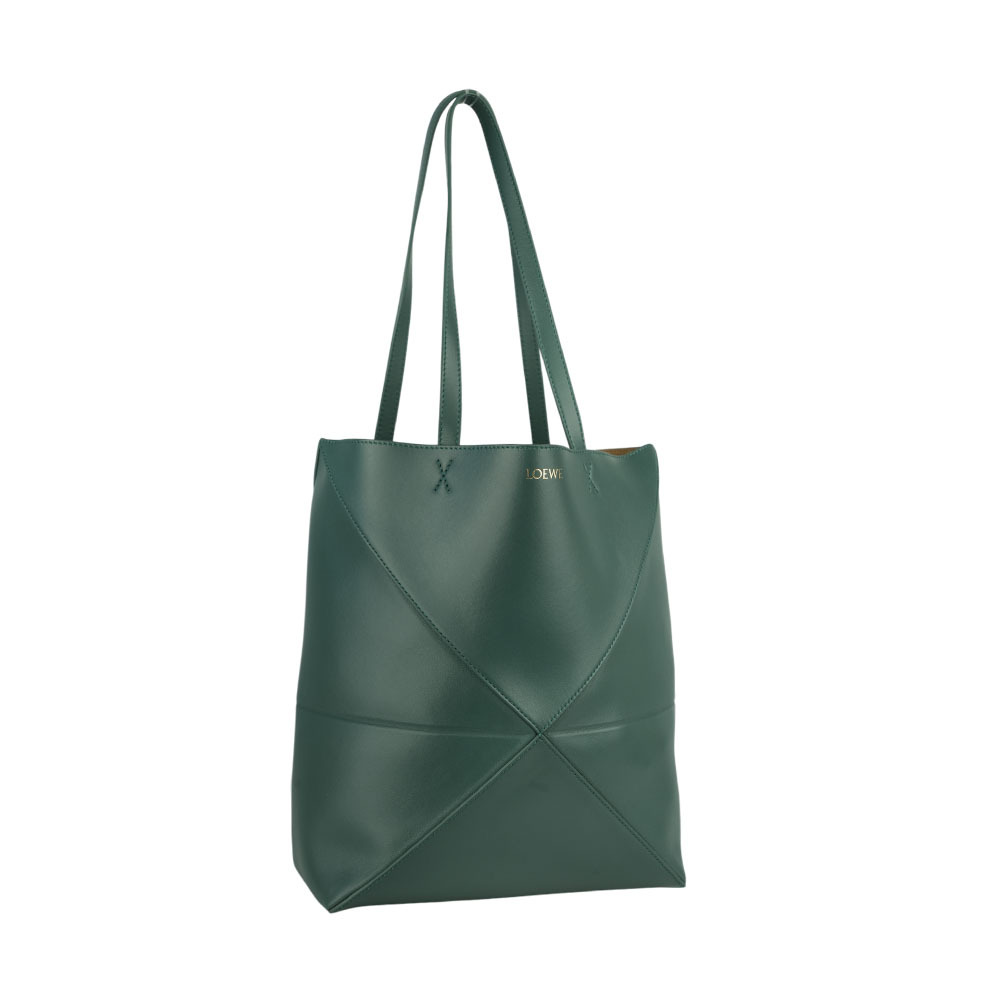 【LOEWE】Puzzle 亮面小牛皮摺疊托特包(香根草色) A657G50X01 4535