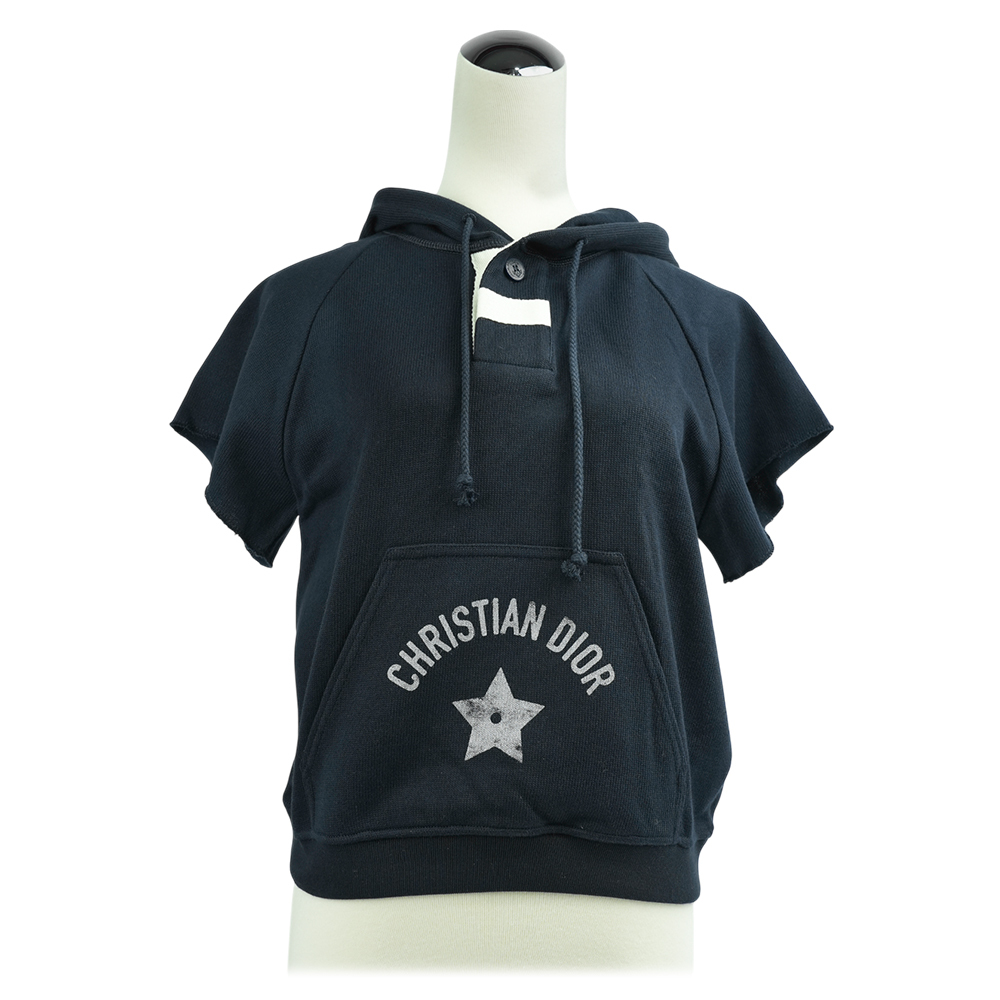 【CHRISTIAN DIOR】標誌星星印花短袖棉質連帽T-Shirt