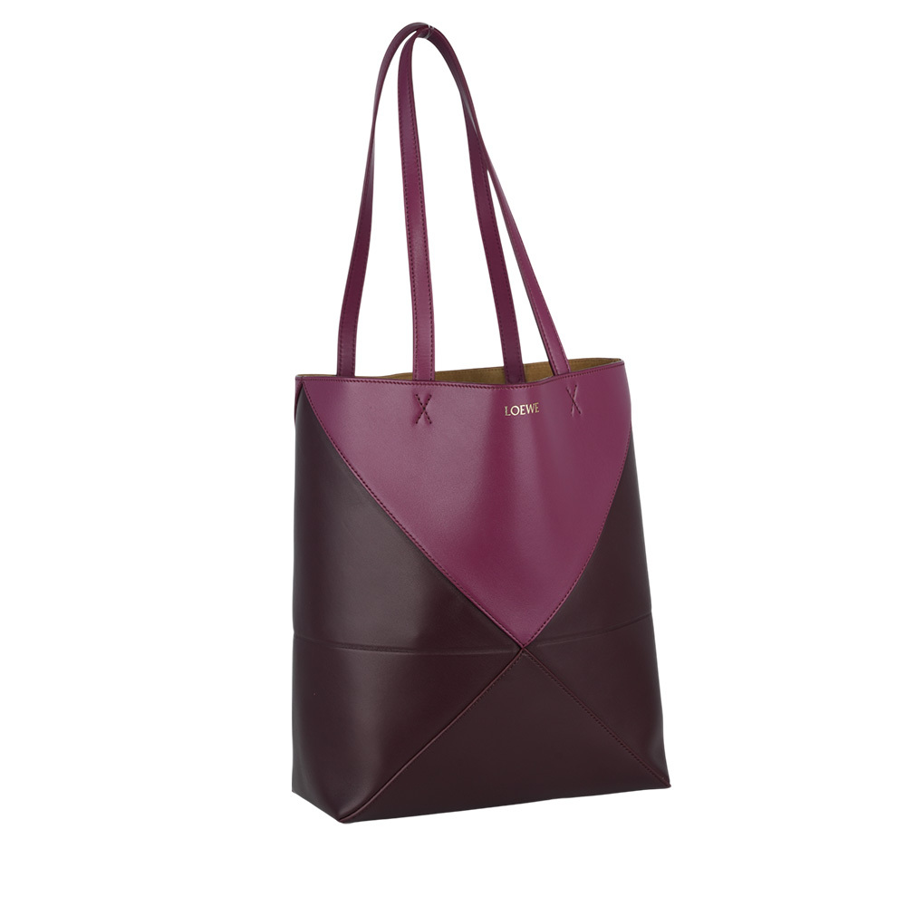 【LOEWE】Puzzle 亮面小牛皮雙色摺疊托特包