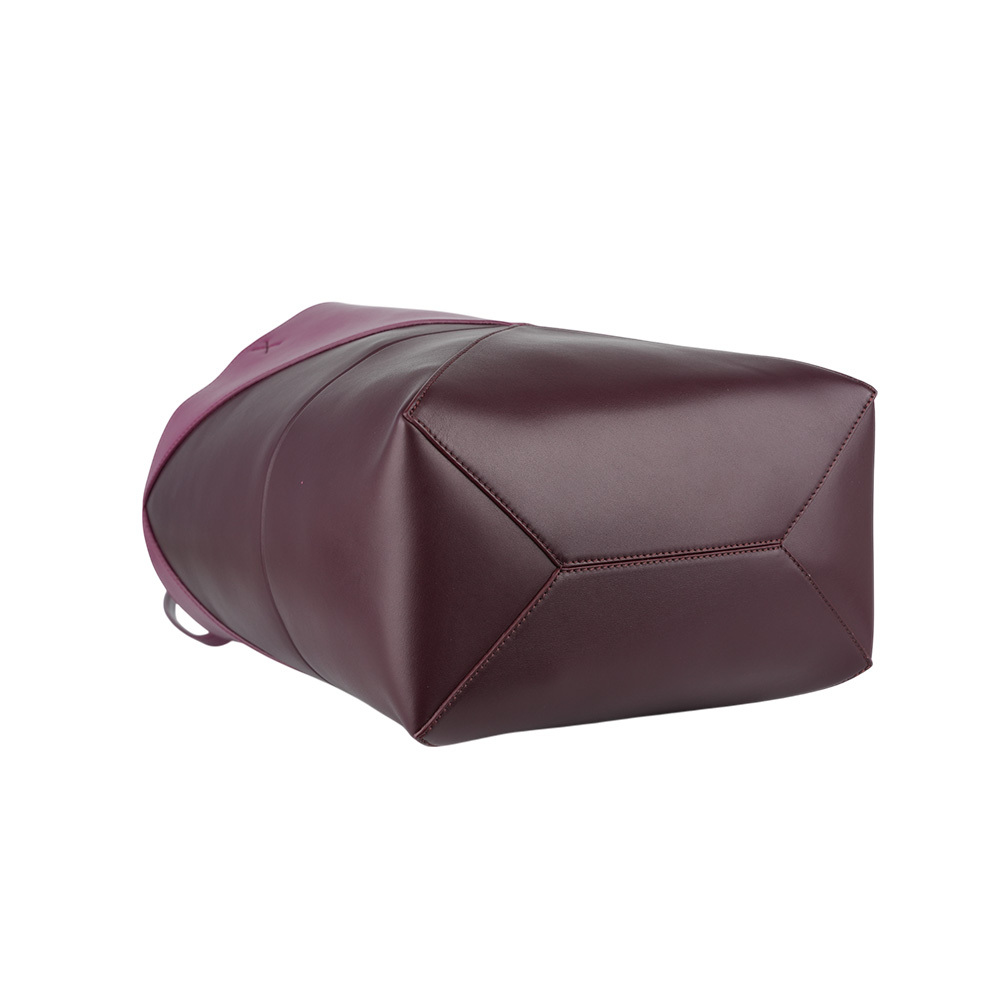 【LOEWE】Puzzle 亮面小牛皮雙色摺疊托特包(緋紅/酒紅色) A779G50X18 3763