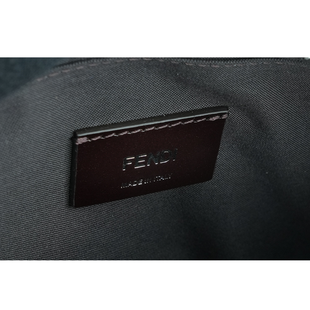 【FENDI】FF Logo 帆布拼牛皮相機斜背包(牛仔藍) 7M0286 ASIC F1O97