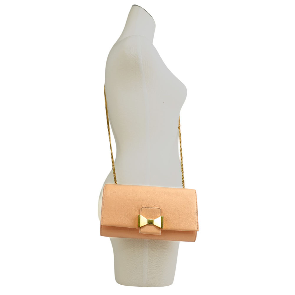 【CHLOE'】小羊皮蝴蝶結鏈帶斜背包(蜜桃色)3P0495 834 44D
