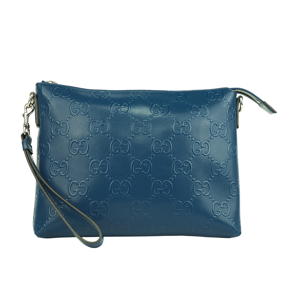 【GUCCI】Jumbo GG Logo 壓紋拉鍊手拿包