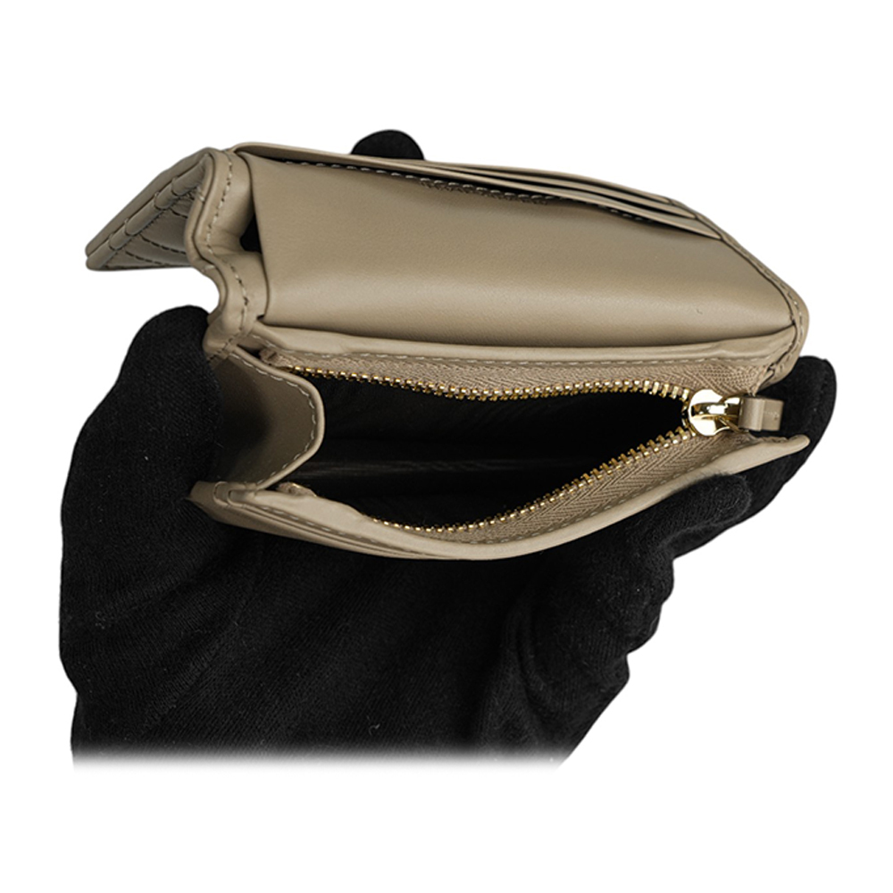 【GUCCI】GG Marmont 山行紋縫線皮革卡片小短夾(象灰色) 466492 DTDHD 1523