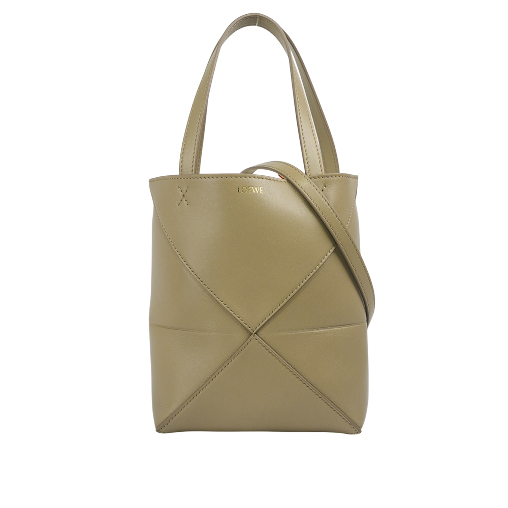 【LOEWE】Puzzle 亮面小牛皮迷你摺疊托特包