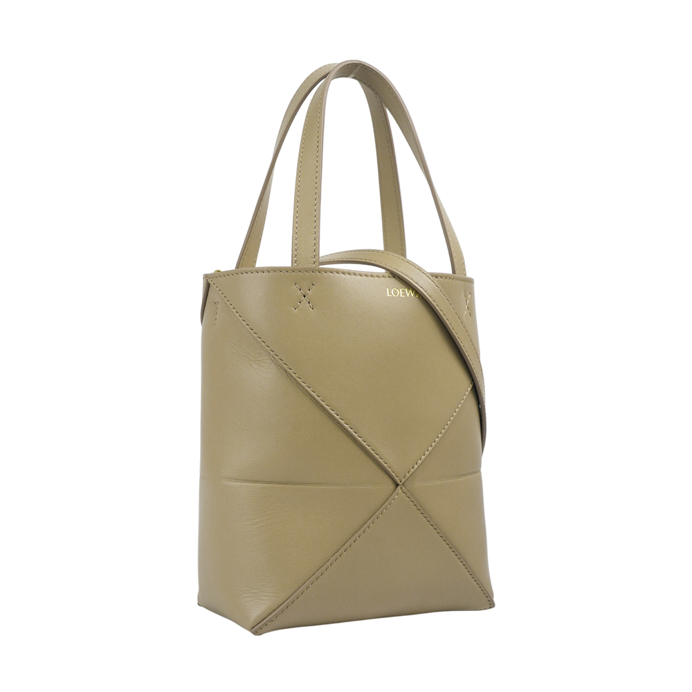 【LOEWE】Puzzle 亮面小牛皮迷你摺疊托特包(沙色)A657V25X01 2150