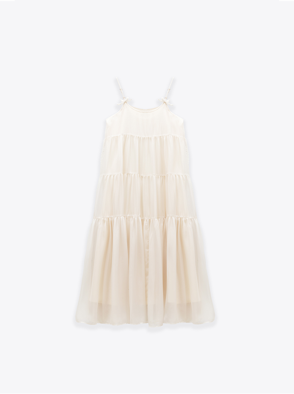 蝴蝶結緞帶無袖長洋